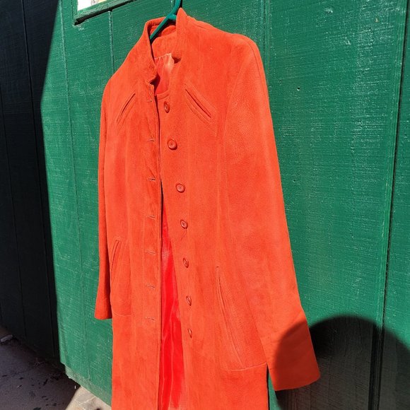 unknown Jackets & Blazers - Vtg Orange Suede Duffle Jacket